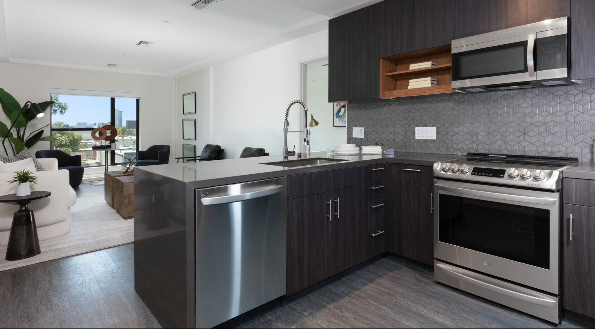 The Logan model apartment kitchen